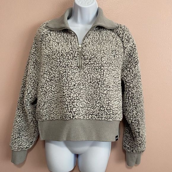 PINK sherpa cropped zip up sweatshirt size small - Picture 3 of 7